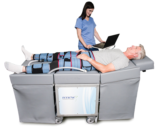 Patient receiving EECP treatment on the Renew NCP-5